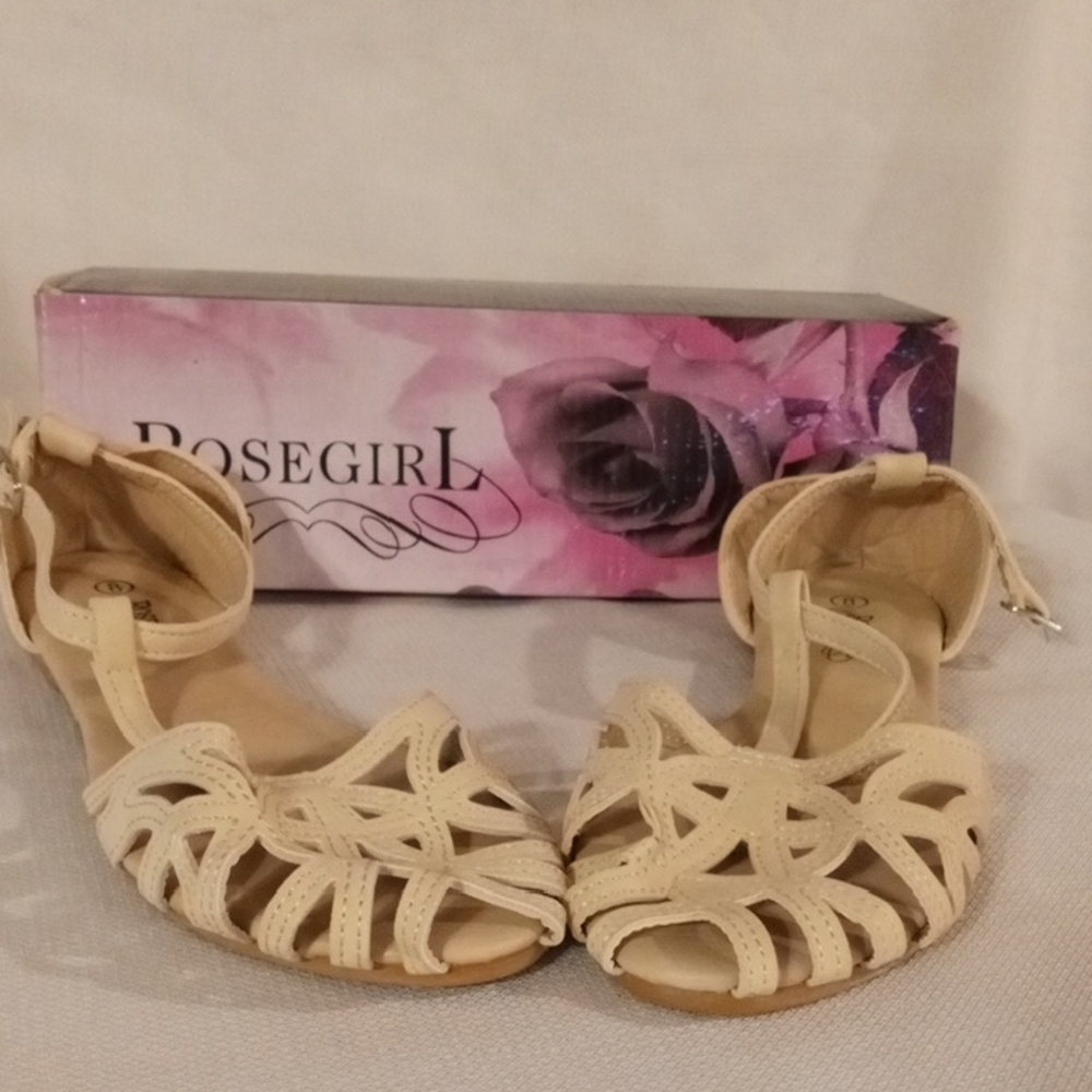 Women's  beige flat caged sandals